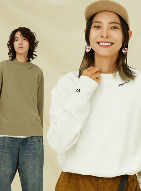 吉考斯工业机组成员基础款华夫格小高领打底衫男女同款百搭上衣T