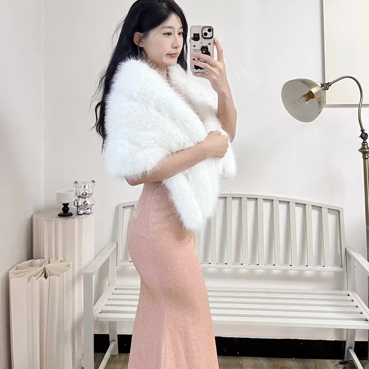 婚礼披肩女冬仿狐狸毛新娘结婚保暖神器伴娘旗袍礼服外搭斗篷披风