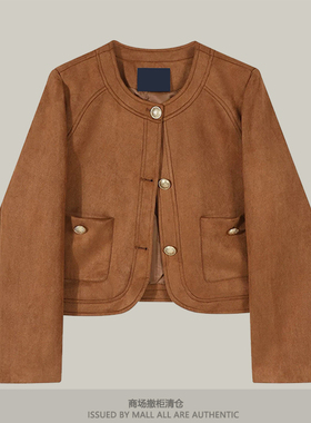 专柜撤柜高级复古麂皮绒短外套女士气质百搭显瘦美拉德宽松秋冬季