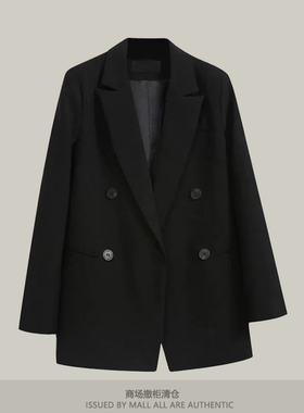 专柜女装黑色小西装外套女春秋新款休闲显瘦职业小众正式西服上衣
