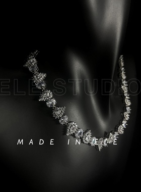 荆棘几何满钻项链锆石