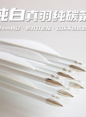 真羽纯碳箭纯白色高颜值6.2内径双防滑圈不锈钢箭头风羽弓坊