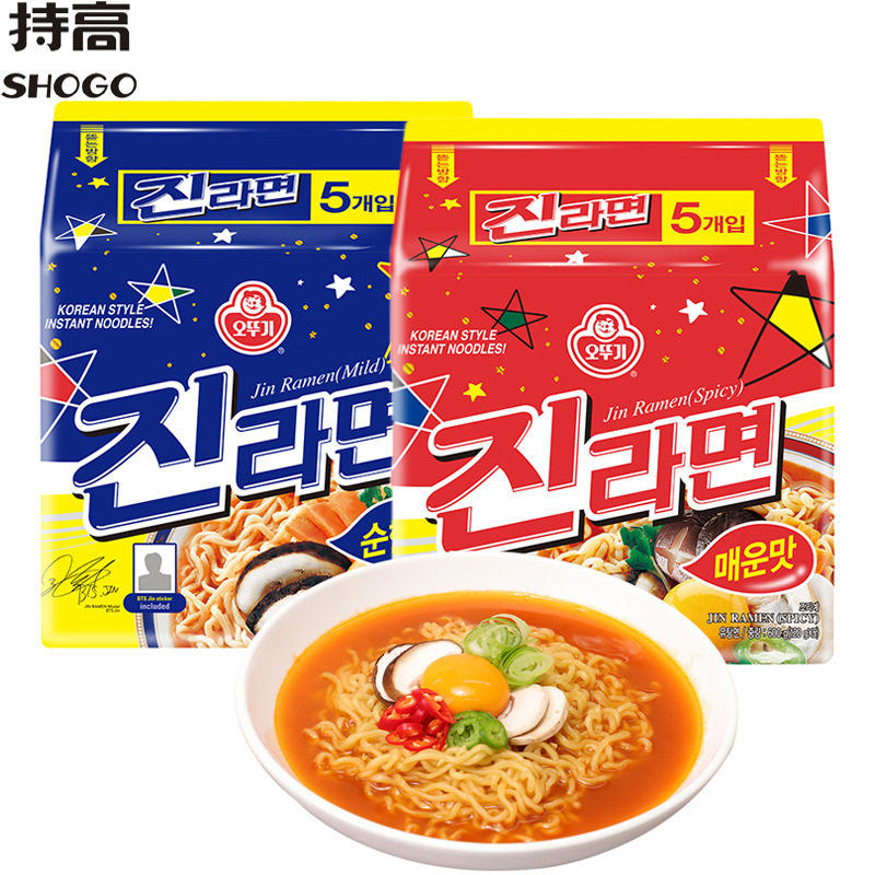 韩国进口不倒翁金拉面120g*5包韩式辣味真拉面速食方便面泡面批发
