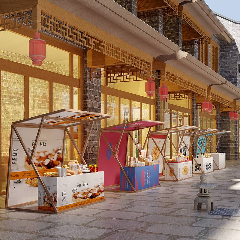 网红夜市活动摆摊棚架户外可移动摊位展示架创意市集商业街小吃车