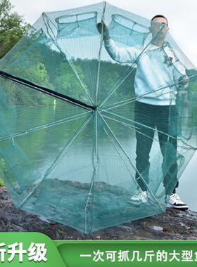 鱼笼只进不出特大号鱼网虾笼捕虾网捕鱼螃蟹虾网抓鱼龙虾鱼网伞型