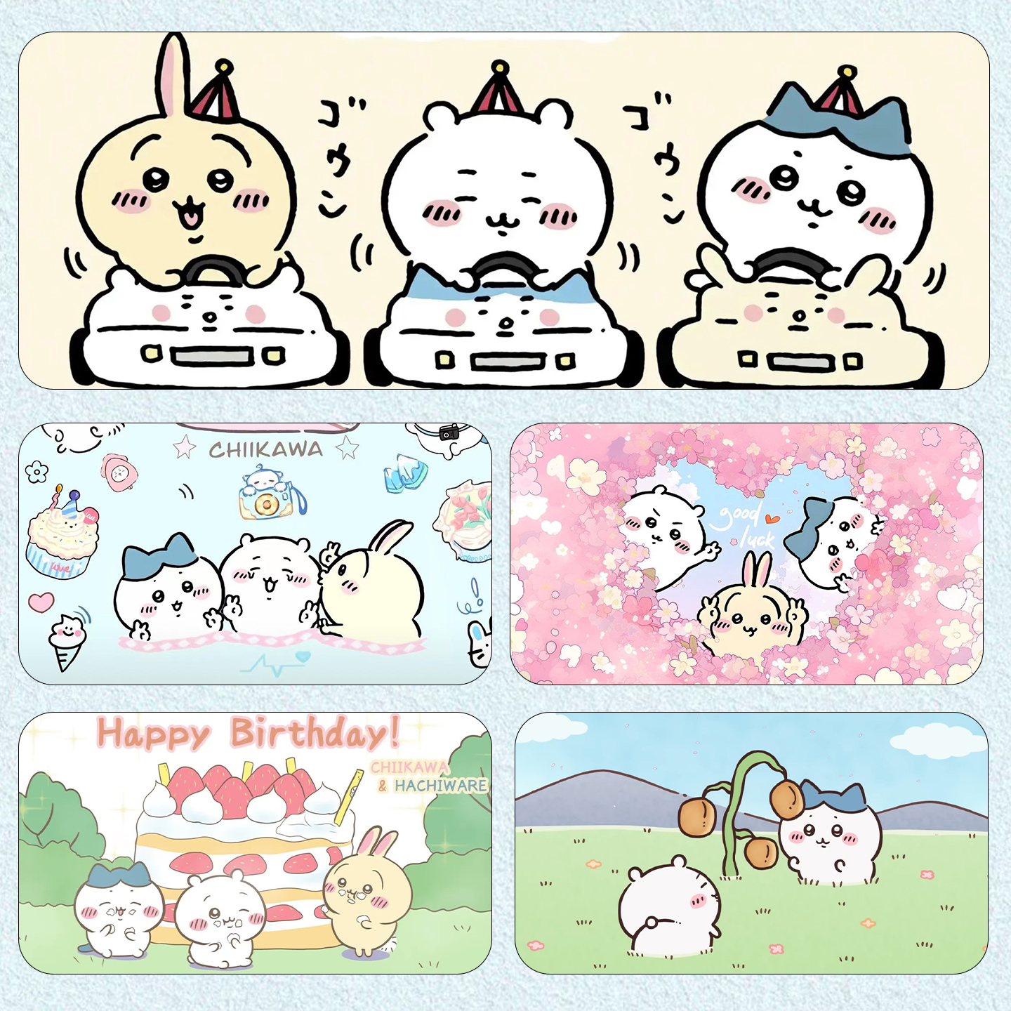 chiikawa鼠标垫乌萨奇小八吉伊卡哇桌垫超大号锁边防滑键盘垫家用