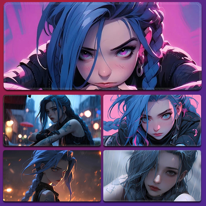 英雄联盟超大号鼠标垫金克丝加厚LOL电竞游戏暴走萝莉办公Jinx