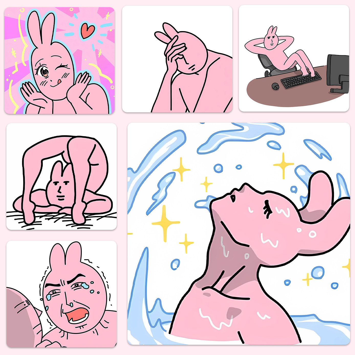 粉红抽象兔子小号鼠标垫搞笑可爱卡通办公学生防滑加厚锁边鼠标垫,电脑硬件/显示器/电脑周边,鼠标垫/贴/腕垫,淘宝优惠券,粉丝福利购,淘宝优惠卷