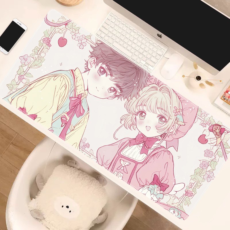 鼠标垫粉色情侣系列桌垫超大号家用办公滑鼠垫加厚锁边防滑写字垫