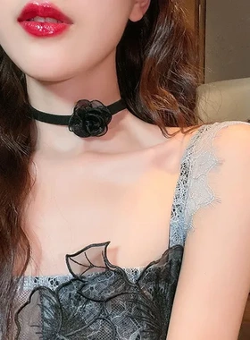 锁骨设计感网红颈链森系超仙ins配饰女花朵潮名媛风薄纱项链气质