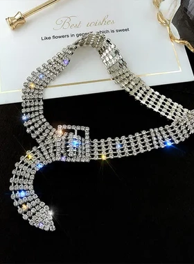 颈带网红锁骨链日韩项链欧美女女choker脖子饰品性感满钻项圈短款