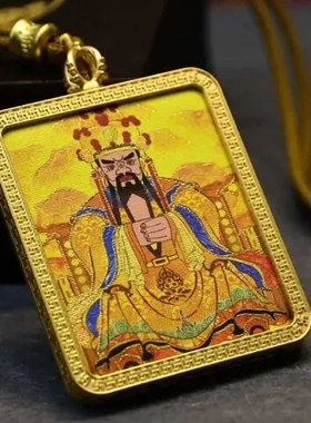 吊坠唐卡龙五爷描金西藏嘎乌盒手绘唐卡藏区件五台山挂饰藏式萨