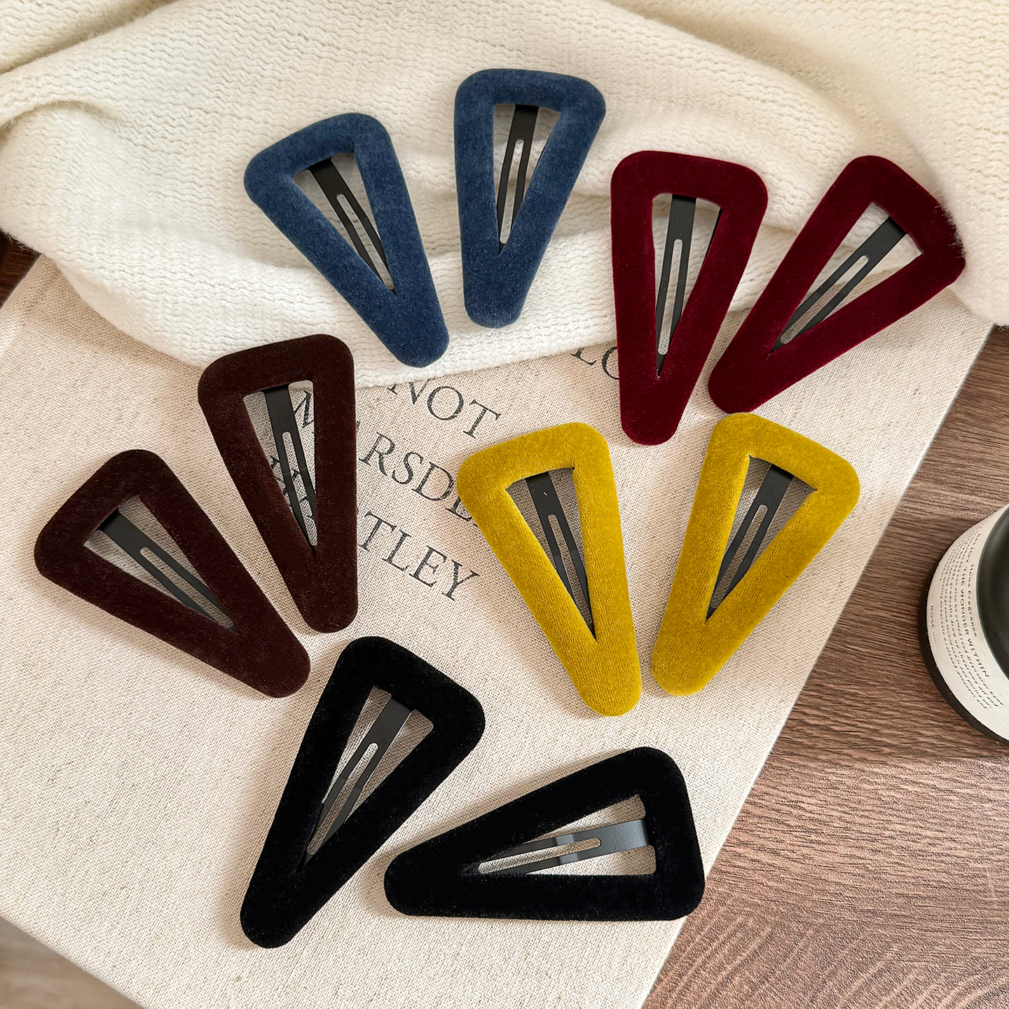 彩色丝绒三角发夹女2025新款边夹