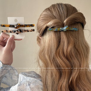 韩国醋酸花纹一字弹簧夹横夹后脑勺束发发夹半扎夹发卡夹子发饰