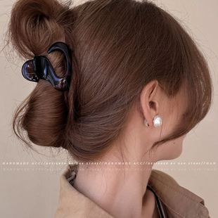 南瓜小号醋酸高级感不规则发夹女2024新款 抓夹后脑勺半扎发鲨鱼夹