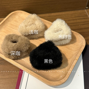 美拉德毛绒猫耳朵抓夹女2024新款 公主头发卡秋冬可爱盘发夹子头饰