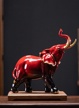陶瓷创意大象摆件一对家居客厅电视柜酒柜装饰品乔迁新居开业