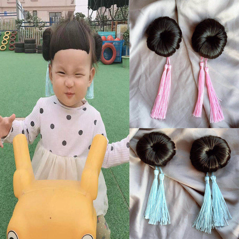 儿童丸子头假发女童流苏复古花苞头假发女童古装发饰公主发饰一对,童装/婴儿装/亲子装,发饰,淘宝优惠券,粉丝福利购,淘宝优惠卷