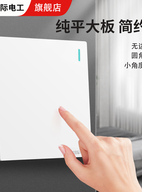  国际电工白色86暗装一开单控1位双开1开墙壁电源灯开关插座面板