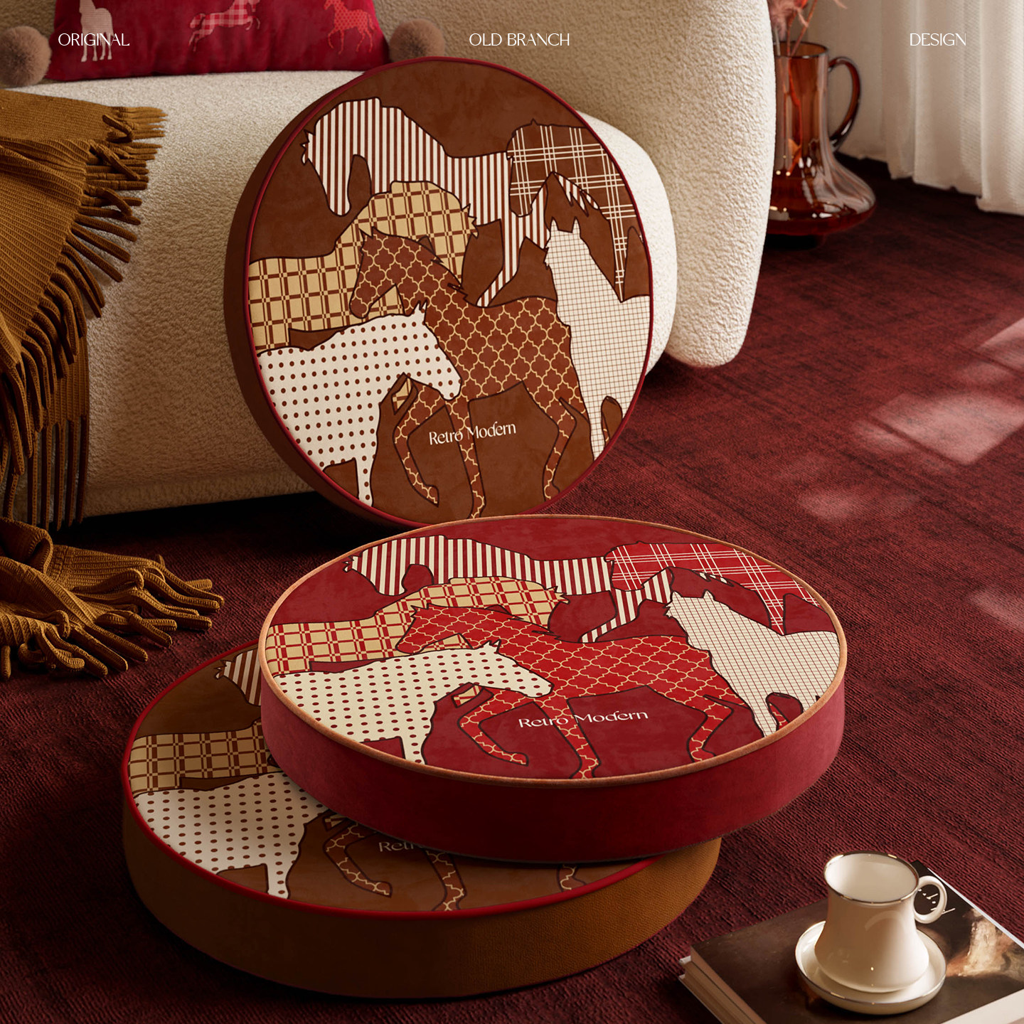 福驹贺岁马年新年红色喜庆装饰蒲团圆形榻榻米坐垫客厅家用椅垫子,居家布艺,蒲团,淘宝优惠券,粉丝福利购,淘宝优惠卷