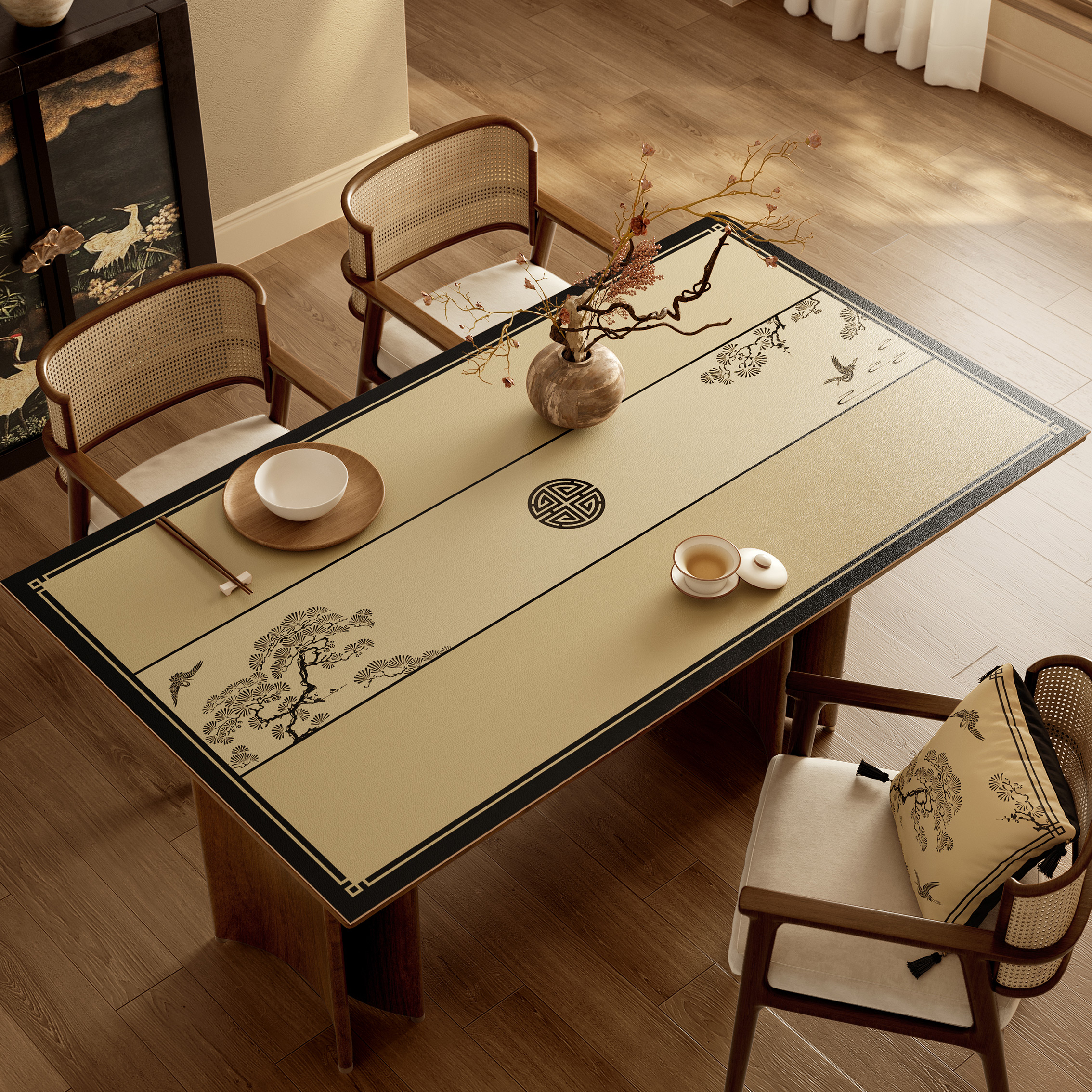 松鹤延年新中式餐桌垫