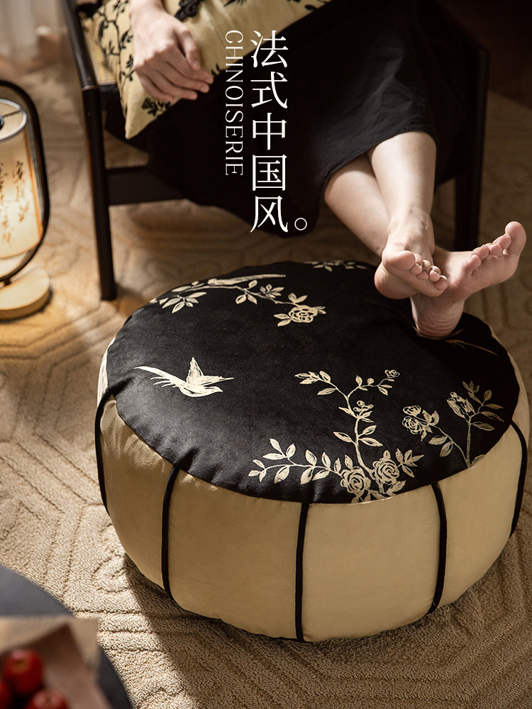 喜即闲花弄影坐墩新中式蒲团可拆洗地毯懒人沙发榻榻米坐垫脚墩子
