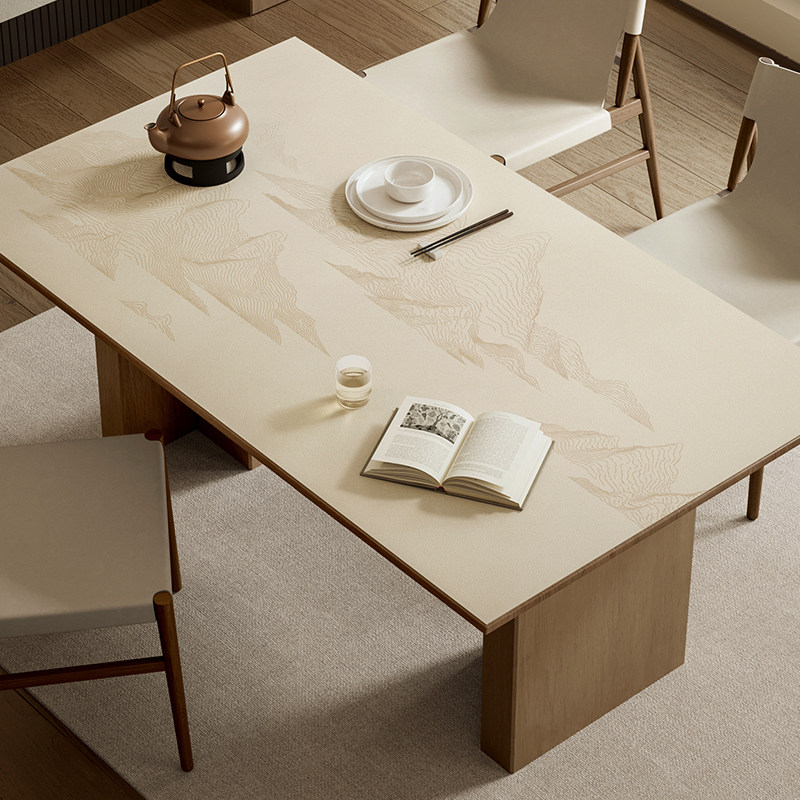 喜即侘寂中式餐桌垫防水防油防烫免洗桌布轻奢高级感皮革茶几桌布,居家布艺,桌布,淘宝优惠券,粉丝福利购,淘宝优惠卷