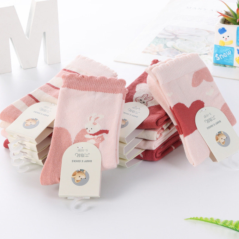 六指鼠儿童袜子秋冬女童厚款纯棉女孩中高筒加长筒学生加厚棉袜子