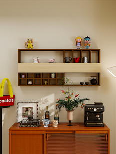 百思木新中式博古架多宝阁置物架实木展示茶架子茶室茶柜壁挂墙上