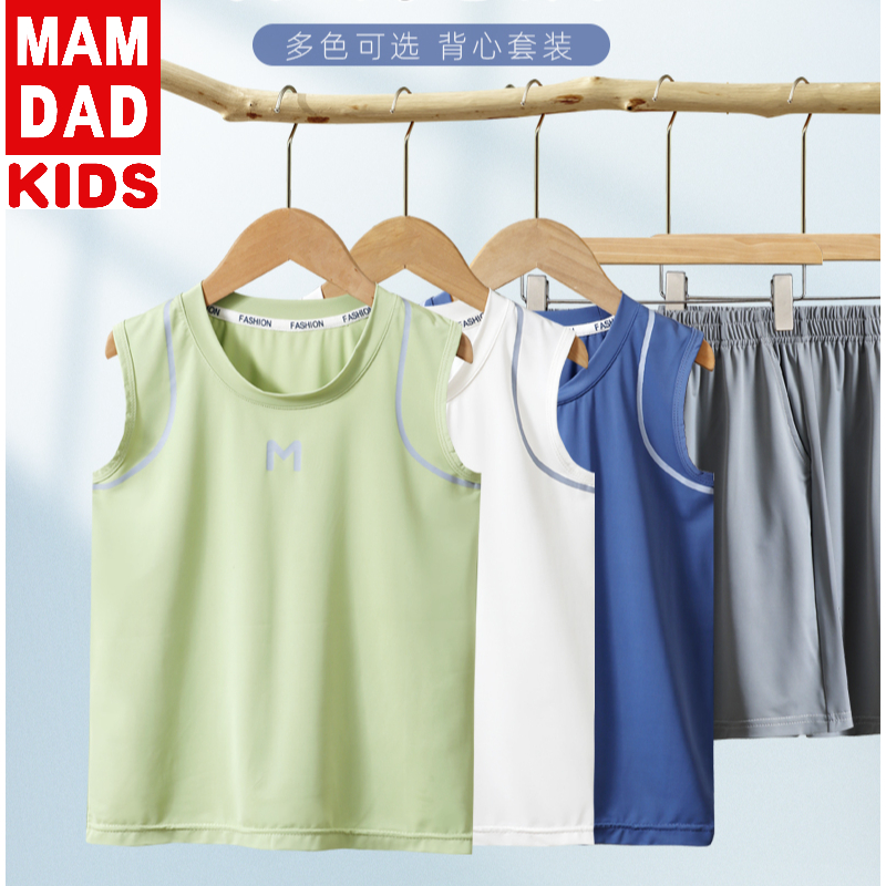 运动风冰丝两件夏季印花套装