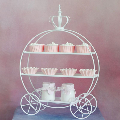 皇冠甜品台展示架婚礼装饰下午茶三层蛋糕架白色金色糕点摆件盘子