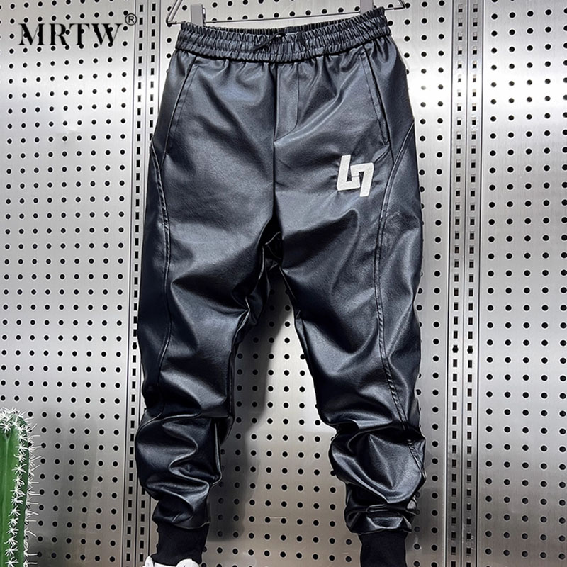 秋冬季男士加绒加厚骑行皮裤