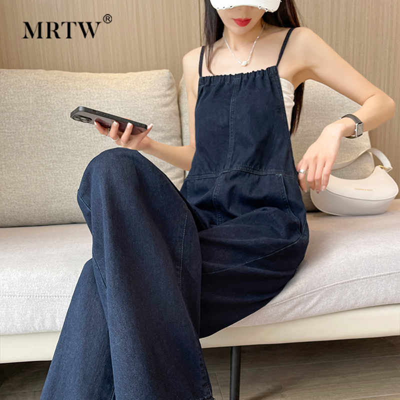 牛仔背带裤女夏季薄款2024新款高腰显瘦气质吊带阔腿连体长裤