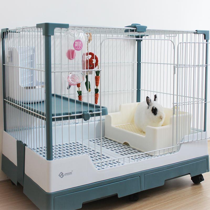 兔笼R81双抽屉防喷尿兔笼子家用特大号兔子荷兰猪自动清粪笼
