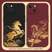 适用苹果17手机壳iphone16promax祥云15plus金马14pro马年13mini新年12本命年11限定8p红色7新款 xs高级感xr