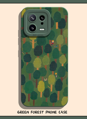 绿色森林手机壳适用小米15小清新14ultra文艺13pro复古12卡通11红米k80k70E/k60k50k40s/k90/note17/turbo4/3