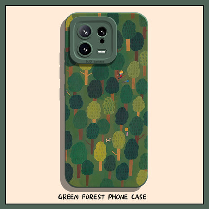 绿色森林手机壳适用小米15小清新14ultra文艺13pro复古12卡通11红米k80k70E/k60k50k40s/k90/note17/turbo4/3
