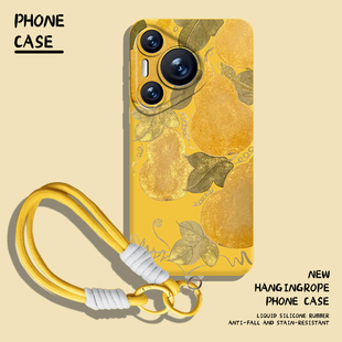 金色葫芦手机壳适用华为pura80带挂绳nova14黄色mate70pro发财p60招财50新年40/30/13/12/11/10/9荣耀400/300