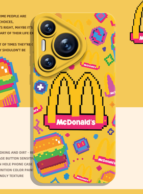 适用华为mate80promax手机壳pura70pro像素风nova15麦门m记p60黄色50硅胶40小众30高级感14创意13/12/11/10/9