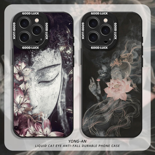 适用一加iqoo手机壳莲花佛像