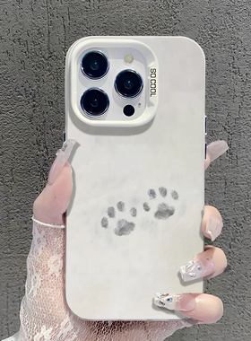 雪地脚印手机壳适用苹果16新款iphone15promax小众14plus白色13mini简约ins风12高级感11猫咪8p创意7/xs/xr/x