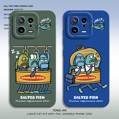 适用小米红米手机壳上班路人鱼