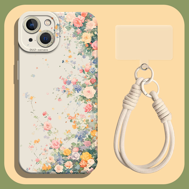 小碎花手机壳带挂绳小清新