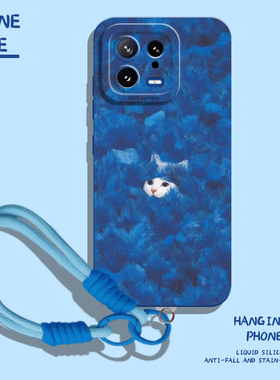 适用小米17promax手机壳15躲猫猫14pro毛绒13带挂绳12蓝色11红米k90k80k70k60k50k40猫咪note10小猫turbo4女3