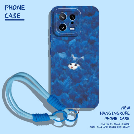 适用小米17promax手机壳15躲猫猫14pro毛绒13带挂绳12蓝色11红米k90k80k70k60k50k40猫咪note10小猫turbo4女3