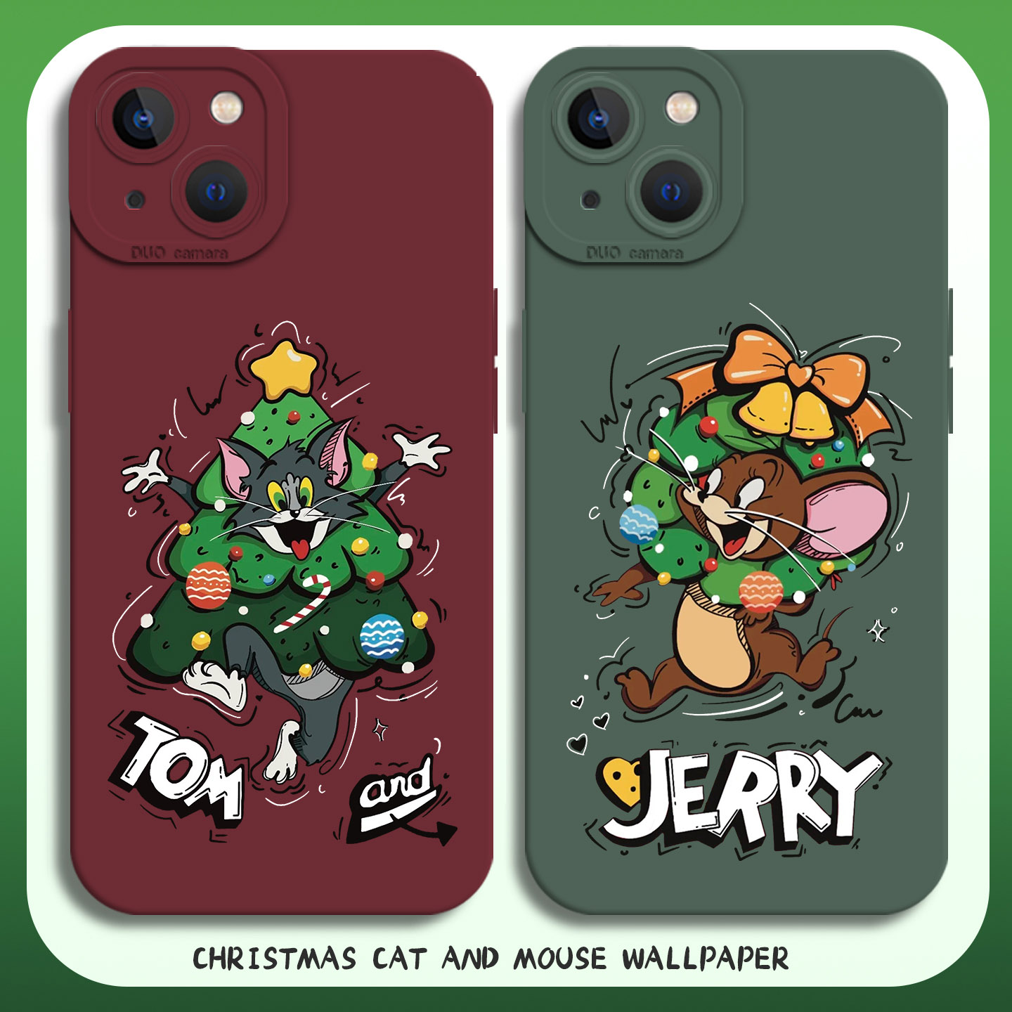 适用一加iqoo手机壳圣诞猫和老鼠