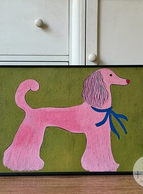 中古风小狗动物客厅装饰画美式小众艺术画高级感卧室挂画餐厅壁画