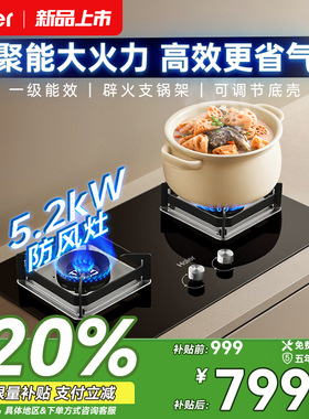 自仓海尔Q2BE53燃气灶家用猛火天然气液化煤气炉灶台式嵌入式灶具