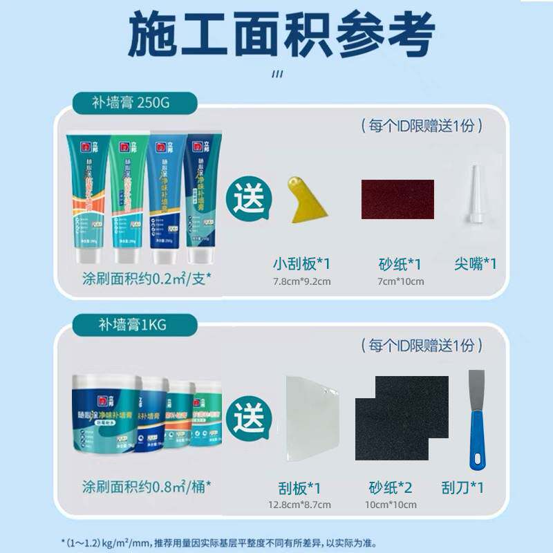 立邦补墙膏墙面修补膏补色坑洞破损白色墙体修复翻新腻子粉