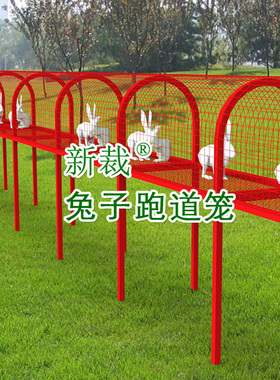 新裁兔子跑道笼熊猫兔专用笼户外养殖笼红色金属跑笼